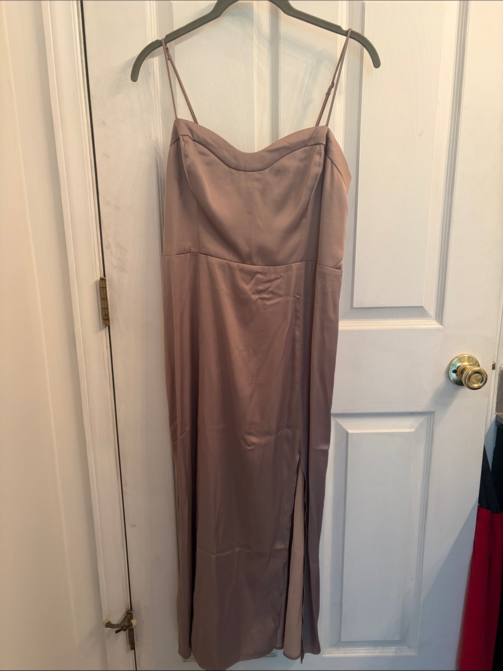 Abercrombie Brown Satin Slip Dress with Spaghetti Straps